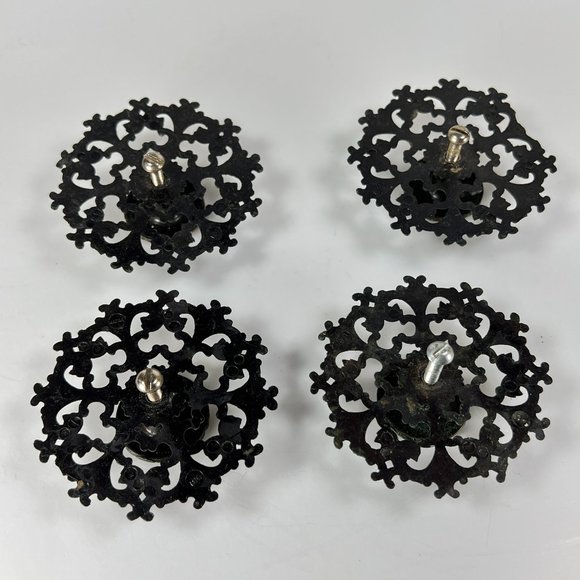 Vtg Allison Drawer Pull Knob Backplate Escutcheon Ornate Japan Lot of 4 - Picture 8 of 16